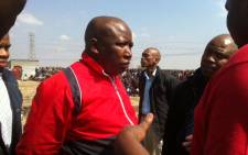Expelled ANCYL president Julius Malema arrives at Lonmin’s Marikana mine in the North West on 18 August 2012. He plans to mediate with striking workers and management. Picture: Taurai Maduna/EWN.