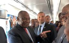 President Cyril Ramaphosa attended the unveiling of new trains in Cape Town, on 9 April 2019. Picture: @CapeTownTrains/Twitter