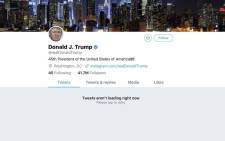 US President Donald Trump’s @realdonaldtrump Twitter account was deactivated by a former employee at Twitter. Picture: twitter.com