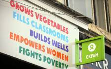 The logo on the front of an Oxfam bookshop is photographed in Glasgow on 10 February 2018. Picture: AFP.