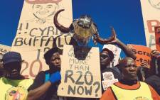 Saftu members across the country took to the streets to express their disapproval over the proposed R20 per hour minimum wage. Picture: @SAFTU_media/Twitter