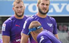 FILE: Bulls lock Lood de Jager (right). Picture: Twitter/@BlueBullsRugby
