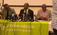 Minister of Health Dr Zweli Mkhize (c), Home Affairs Minister Aaron Motsoaledi (R) are briefing the media on the country’s preparedness to detect, manage and contain any threat of novel Coronavirus entering the country. Picture: Mia Lindeque/EWN.
