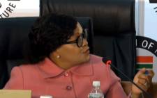 A screengrab of Nomvula Mokonyane giving testimony at the Zondo Commision on 20 July 2020. Picture: SABC