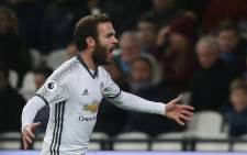 Manchester United's Juan Mata celebrates his goal against West Ham United in the English Premier League on 2 January 2017. Picture: Facebook.