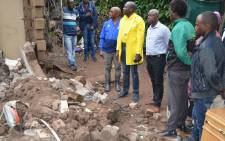 Ethekwini Mayor Mxolisi Kaunda inspects the damage caused by recent floods in the area. Picture: @eThekwiniM/Twitter