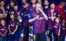 Barcelona midfielder Andres Iniesta bids fans and teammates goodbye following his final game for the side. Picture: @FCBarcelona/Twitter