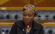Former Independent Communications Authority of South Africa (Icasa) councillor Nomvuyiso Batyi in Parliament for her interview to be part of the SABC board. Picture: YouTube