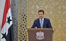 Syrian president Bashar al-Assad delivering a speech in the capital Damascus. Picture: AFP.
