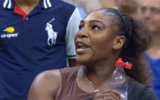 A YouTube screengrab of Serena Williams at the 2018 US Open.