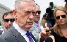 FILE: US Secretary of Defense Jim Mattis speaks to the press outside of the Pentagon in Washington, DC, on 7 August 2018. Picture: AFP.