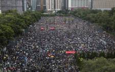 Protesters gather for a rally in Victoria Park in Hong Kong on 18 August 2019, in the latest opposition to a planned extradition law that has since morphed into a wider call for democratic rights in the semi-autonomous city. Picture: AFP