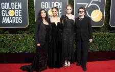 FILE: (L-R) Actors America Ferrera, Natalie Portman, Emma Stone, and former tennis player Billie Jean King attend The 75th Annual Golden Globe Awards at The Beverly Hilton Hotel on 7 January, 2018 in Beverly Hills, California. Picture: AFP