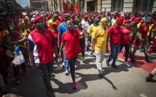 FILE: EFF leader Julius Malema, Floyd Shivambu, and other top EFF leaders march,backed by thousands, to the Union Buildings. Picture: Thomas Holder/EWN.