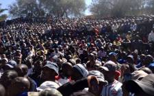 About 3,000 men gather outside the Goldfields' KDC gold mine in Westonaria in September. Picture: Govan Whittles/Eyewitness News.