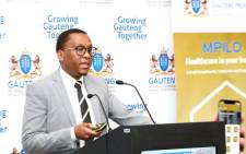 FILE: Former Gauteng Health MEC Dr Bandile Masuku addressing the media in Johannesburg during a press briefing on 17 July 2020 by the provincial command council on its response to the COVID-19 pandemic. Picture: @GautengProvince/Twitter