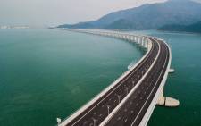 An aerial view taken on 22 October 2018, shows a section of the Hong Kong-Zhuhai-Macau Bridge (HKZM) in Hong Kong. Picture: AFP.