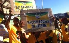 The ANC protests outside Primedia Broadcasting's Sandton offices. Picture: Christa Eybers/EWN.
