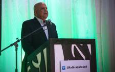 Finance minster Pravin Gordhan speaking at the Ahmed Kathrada foundations Banquet on Heritage day.Picture: Kgothatso Mogale/EWN