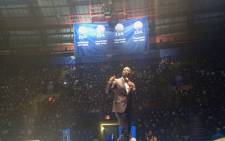 DA Gauteng premier candidate Mmusi Maimane speaking at the party’s Gauteng manifesto launch at the Ellis Park Indoor Arena on Saturday. Picture: Govan Whittles/EWN.