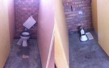 Pupils at a Valhalla Park school have been forced to use portable chemical toilets because only six of the 30 toilets are in working condition on 28 October 2014. Picture: Carmel Loggenberg/EWN .