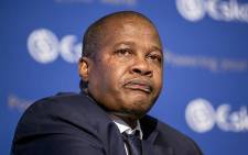 Brian Molefe tears up following a discussion of former Public Protector Thuli Madonsela's 'State of Capture' report findings during a press conference in Johannesburg on 3 November 2016. Picture: EWN.