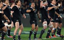 All Blacks do the Haka at the Rugby Championships 2014