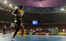 FILE: Jamaica’s Usain Bolt wins the 100 metres final at the 2013 IAAF World Championships at the Luzhniki stadium in Moscow on August 11, 2013. Picture: AFP.