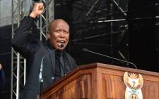 EFF leader Julius Malema speaking at Winnie Madikizela-Mandela's funeral at Orlando Stadium. Picture: GCIS