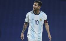 Argentina's Lionel Messi is pictured during the 2022 Fifa World Cup South American qualifier football match against Ecuador at La Bombonera stadium in Buenos Aires on 8 October 2020, amid the COVID-19 novel coronavirus pandemic. Picture: AFP.
