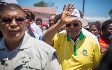 President Jacob Zuma smiles as he is welcomed by a crowd of Philippi residents in Cape Town on 6 January 2015. Picture: Aletta Gardner/EWN