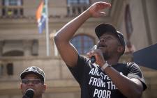 FILE: DA Leader Mmusi Maimane addressing the crowd in Church Square near National Treasury in Pretoria on the 6 March 2018. Picture : Sethembiso Zulu/EWN