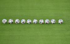 FILE:Adidas Brazil 2014 official soccerballs. Picture: AFP.