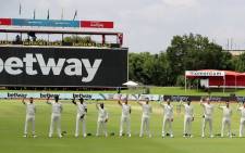 South African players, the Proteas, raised their fists in an anti-racism gesture at the start of their two-Test series against Sri Lanka at SuperSport Park in Centurion, in support of the Black Lives Matter movement. Picture: @OfficialCSA/Twitter 