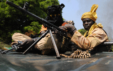 Rebels of the SELEKA coalition in the Central African Republic patrol on a road 12kms from the city of Damar, on January 10, 2013. Picture: AFP