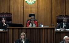 A screenshot from inside the court shows Judge Thokozile Matilda Masipa during the proceedings.