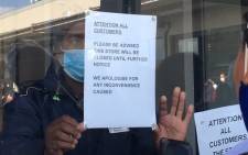 The Rylands Checkers store was closed on 15 May 2020 after workers went on strike over the sanitisation measures put in place after a case of the coronavirus was confirmed. Picture: Jarita Kassen/EWN 