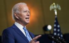 Democratic presidential nominee Joe Biden speaks the day after Americans voted in the presidential election Day on 4 November 2020 in Wilmington, Delaware. Picture: AFP