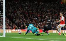 Arsenal goalkeeper, Petr Cech, makes a save from Liverpool's Christian Benteke during their Premier League clash on 24 August 2015. Picture: Liverpool/Facebook page.