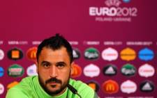 Portugal's player Hugo Almeida gives a press conference at the Donbass Arena in Donetsk on June 26, 2012 on the eve of their Euro 2012 football championships semi-final against Spain. Picture: AFP