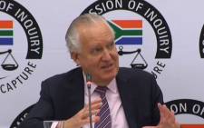 UK's Peter Hain seen at the state capture inquiry on 18 November 2019. Picture: SABC Digital News/youtube.com