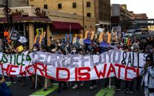  People gather during a demonstration outside the Hennepin County Government Center on 29 March 2021 in Minneapolis, Minnesota. Picture: Stephen Maturen/AFP