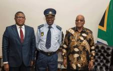 Police Minister Fikile Mbalula standing next to the new National Police Commissioner, Khehla Sitole, after being appointed by President Jacob Zuma on 22 November 2017. Picture: Supplied