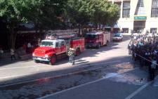 Fire engines on the scene of a restaurant fire in Nelson Mandela Square, Sandton. Picture: Wayne Gulan/iWitness