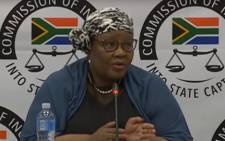 A screengrab of Vytjie Mentor giving testimony at the Zondo Commission on 12 February 2019.