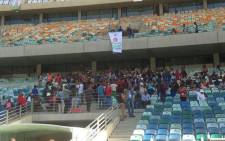 FILE: A small part of the crowd is chanting "Let them go, we're here to work" during an imbizo at the Moses Mabhida Stadium in Durban. Picture: Govan Whittles/EWN