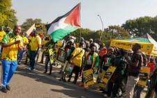 ANC members picket outside the Israeli embassy in Pretoria on 25 May 2021 in solidarity with Palestine. Picture: Boikhutso Ntsoko/Eyewitness News.
