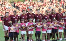 Maties players lineup before a Varsity Cup game. Picture: @varsitycup/Twitter