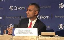 FILE: Former Eskom CFO Anoj Singh briefs media on 2016 results on 19 July 2017. Picture: EWN