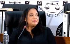 Former Trillian CEO Bianca Goodson at the state capture commission on 4 March 2021. Picture: YouTube screengrab/SABC.